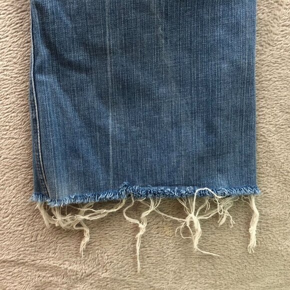 J. Crew Womens Jeans Size 4 City Fit Flare Frayed Hem Blue Denim Casual Y2K - Picture 14 of 16